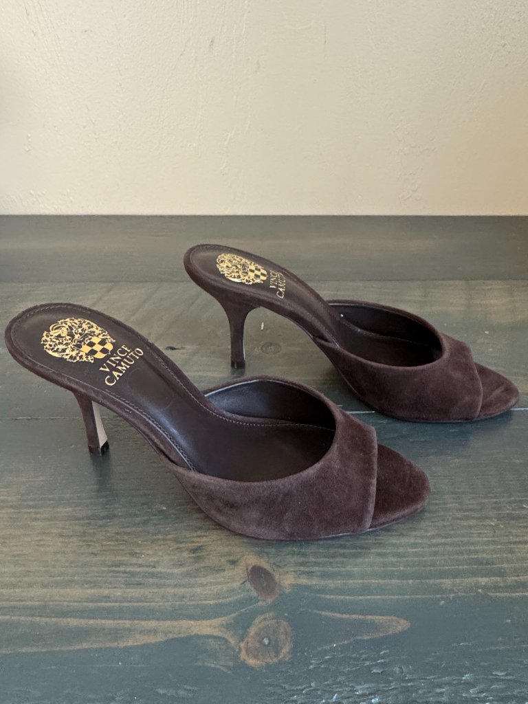 New Vince Camuto Prynn High Heel Mule Sandal In Brownie